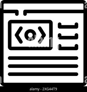 Simple icon of a computer screen displaying lines of programming code Stock Vector