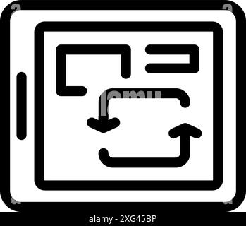 Data analysis concept with arrows going up and down, symbolizing data exchange on a tablet Stock Vector