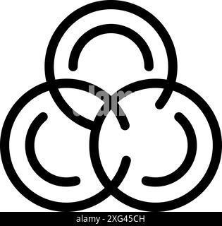 Three interlocking circles forming an abstract shape icon, representing concepts such as unity, connection, and interdependence Stock Vector