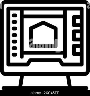 Computer software displaying a modern house design, being used by an architect for a project Stock Vector