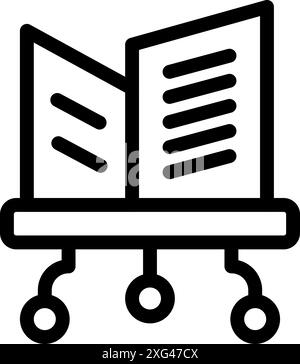 Simple icon of a network attached storage, with two hard drives, connected to three computers Stock Vector