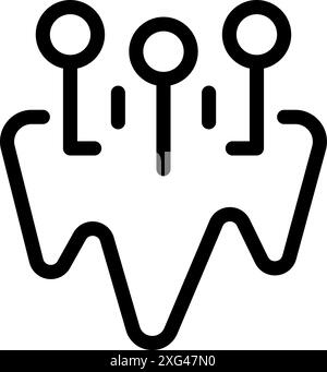 Line icon of dental implants, symbolizing modern dentistry and teeth restoration Stock Vector