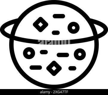 Line art icon of a planet with a ring orbiting around the sun in the solar system Stock Vector