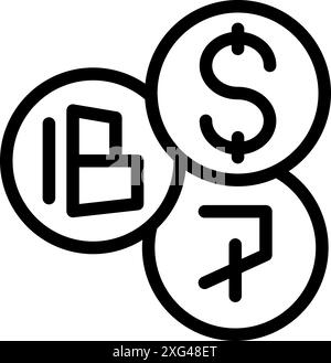 Currency exchange concept showing the relationship between the dollar, euro and ruble, ideal for finance and international business topics Stock Vector