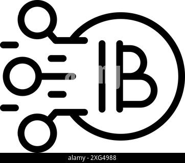 Bitcoin currency transferring through digital network Stock Vector