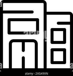 Line art icon of a contemporary office building, highlighting architectural design and urban landscape Stock Vector