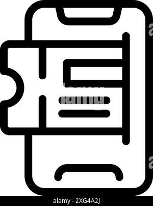 Icon of a smartphone displaying an online ticket, symbolizing modern event entry and digital ticketing systems Stock Vector