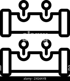 Simple icon representing a gas leak detector device installed on a pipeline, monitoring and ensuring safety Stock Vector