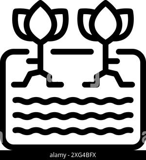 Plants growing in water with their roots submerged, representing a hydroponic system for agriculture Stock Vector