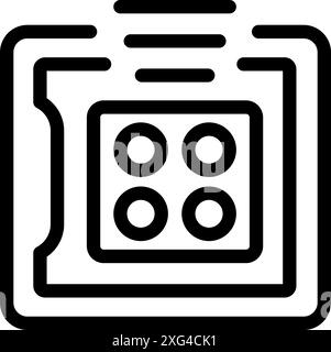 Simple black and white icon representing an induction cooker panel with four heating zones and their corresponding heat levels Stock Vector
