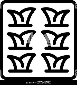 Line icon representing a hydroponic system growing rows of young plants Stock Vector