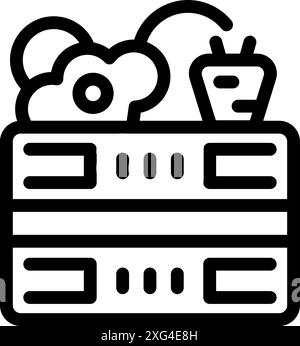 Line art style icon of a data server processing cloud computing with a router Stock Vector