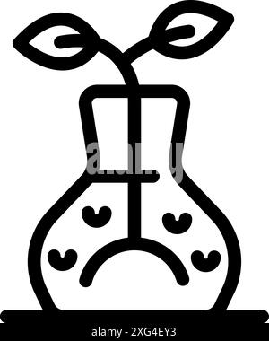 New plant species is growing inside of a glass flask in a laboratory experiment Stock Vector