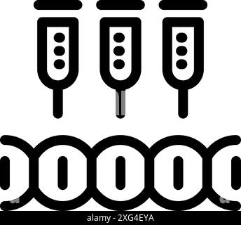 Icon of a gene editing experiment using test tubes and representing the dna structure Stock Vector