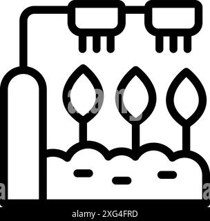 Smart agriculture technology is watering plants growing in the ground Stock Vector