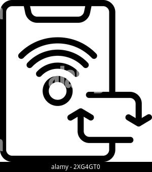 Smartphone is sharing its wifi signal to provide internet access to other devices Stock Vector