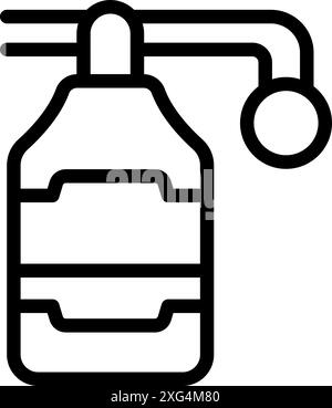 Line art icon of a ski resort gondola cabin hanging from a cable Stock Vector