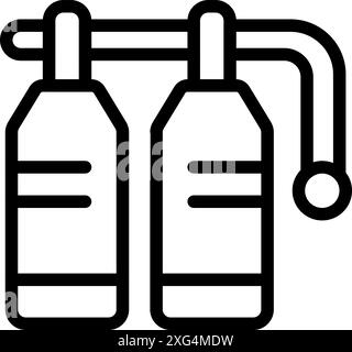 Simple icon depicting two oxygen tanks linked together, symbolizing the equipment used for diving and underwater exploration Stock Vector
