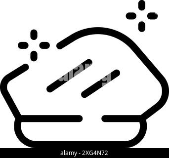 Black and white icon of a car hood shining after a professional detailing service Stock Vector