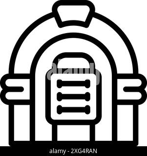 Jukebox showing song selection panel, icon in outline style Stock Vector