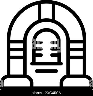 Simple line drawing icon of a bomb shelter entrance, offering safety and security during times of conflict Stock Vector