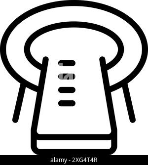 Simple line icon of a platform receiving the beam of a teleportation machine Stock Vector