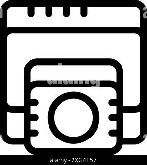 Simple bold outline icon representing online payment with credit card on a website Stock Vector