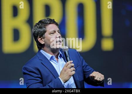 Balneario Camboriu, Brazil. 07th July, 2024. Mario Frias, Federal Deputy for the state of Sao Paulo, speaks during CPAC Brazil 2024, at Expocentro, in Balneario Camboriu, Brazil on July 07. Photo: Heuler Andrey/DiaEsportivo/Alamy Live News Credit: DiaEsportivo/Alamy Live News Stock Photo