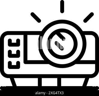 Simple linear icon representing a video projector emitting light, ideal for online content related to presentations and technology Stock Vector