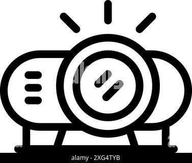 Simple line icon representing a water heater working at full power Stock Vector