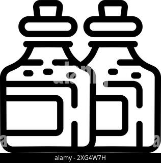 Two bottles containing a chemical liquid substance, possibly for an experiment or scientific research Stock Vector