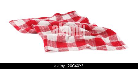 Red checkered picnic tablecloth isolated on white Stock Photo