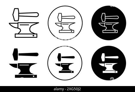 blacksmith icon vector logo set collection for web app ui Stock Vector