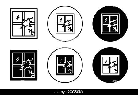 Broken window icon vector logo set collection for web app ui Stock Vector