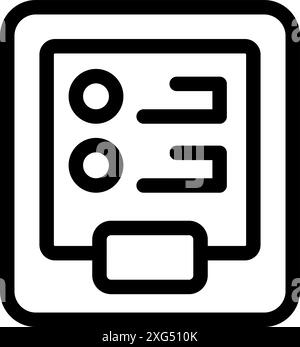 Simple, bold line icon of a digital checklist displayed on a tablet, with two tasks marked as completed Stock Vector