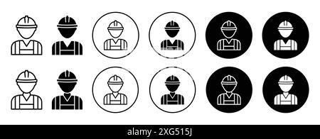 Construction worker icon vector logo set collection for web app ui Stock Vector