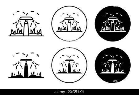 Irrigation sprinklers icon vector logo set collection for web app ui Stock Vector