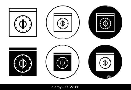 Kitchen oven knob with timer line icon vector logo set collection for web app ui Stock Vector