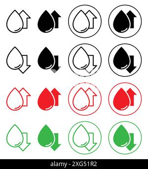 Low and high cholesterol icon vector logo set collection for web app ui Stock Vector