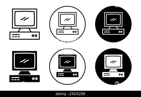 Old Computer icon vector logo set collection for web app ui Stock Vector