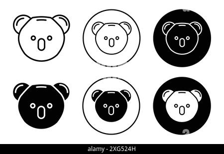 Koala head icon vector logo set collection for web app ui Stock Vector