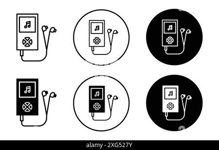 Music Player Icon vector logo set collection for web app ui Stock Vector