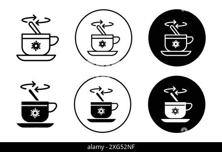 Tea stirring with spoon icon vector logo set collection for web app ui Stock Vector