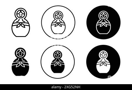 Russian nesting doll icon vector logo set collection for web app ui Stock Vector