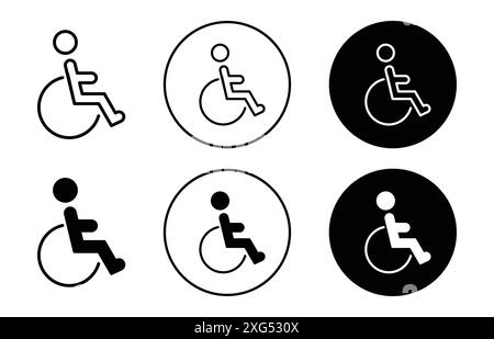 wheelchair symbol vector logo set collection for web app ui Stock Vector