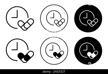 Time to take medicine icon vector logo set collection for web app ui Stock Vector