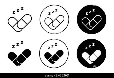 sleeping pills icon vector logo set collection for web app ui Stock Vector