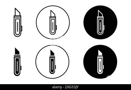Utility knife icon vector logo set collection for web app ui Stock Vector