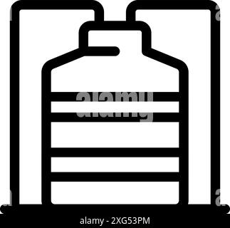 Line icon of a water cooler with bottles on top being changed Stock Vector