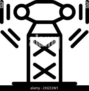 Radio tower transmitting signals for communication on white background Stock Vector
